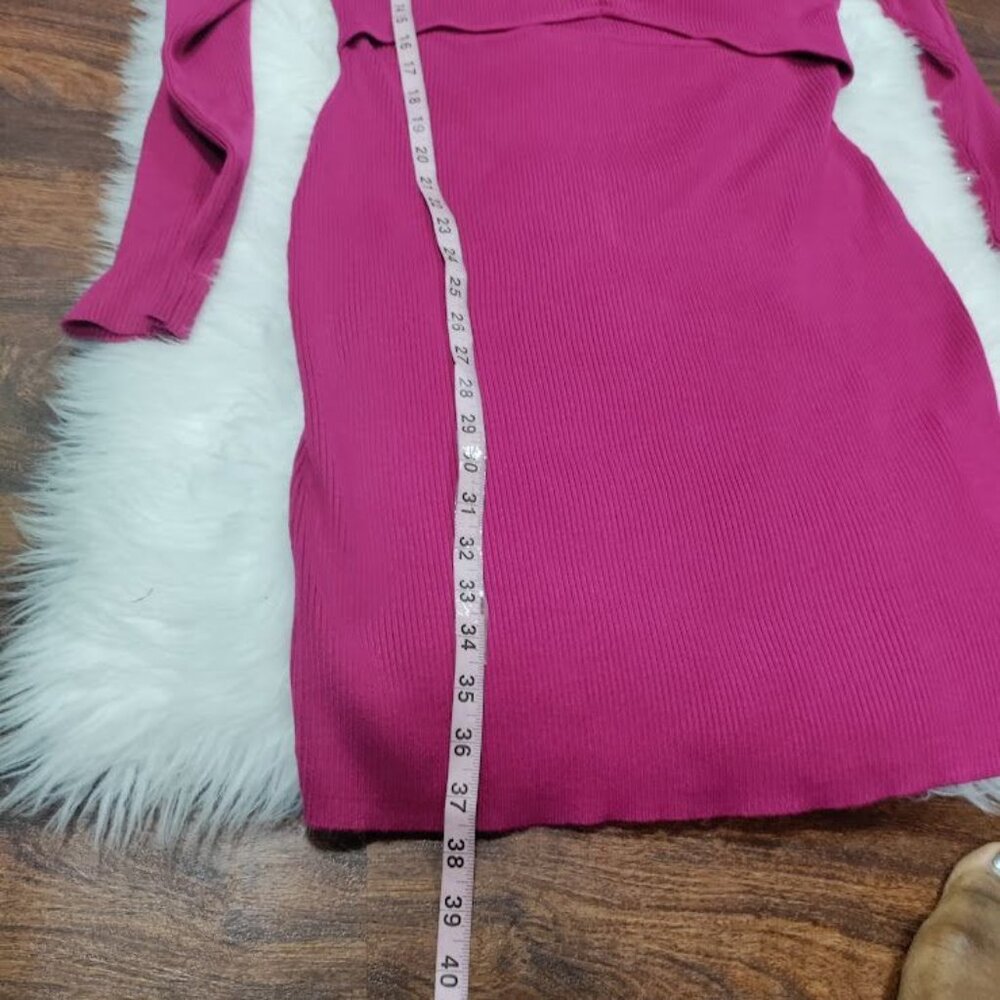 Bar III Womens Fuchsia Ribbed Knit Cutout Sweater Dress XXL - Picture 8 of 9